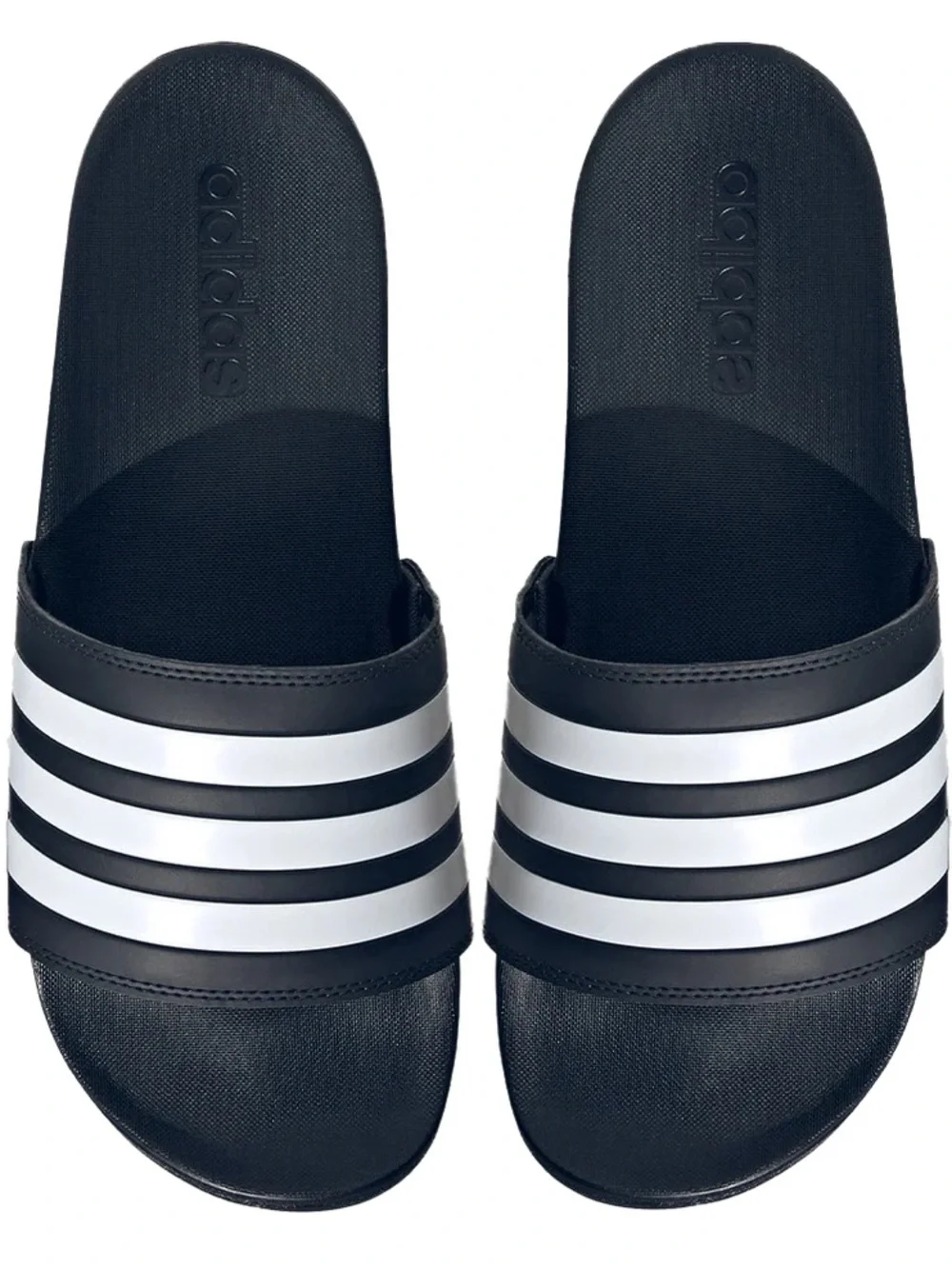 adidas Navy and White Three-Stripe Slide Sandals